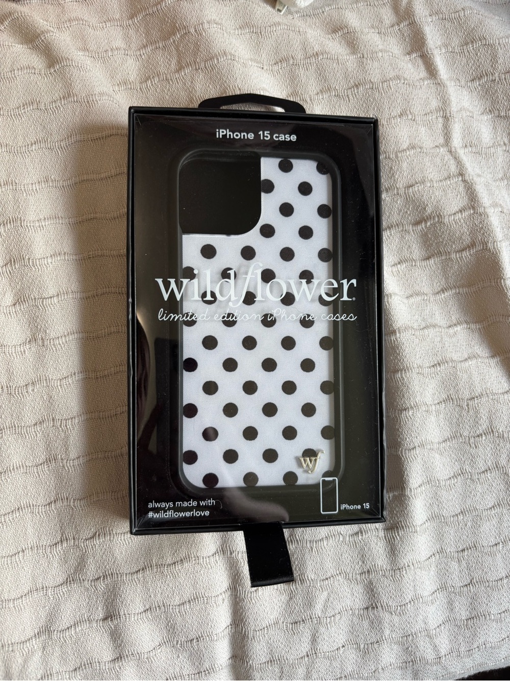 Wildflower Black and White Polka Dot iPhone 15 Case